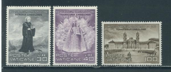 Europe | Saint Meinrad Set of Three Vatican City Postage Stamps Issued 1961 Europe Europe