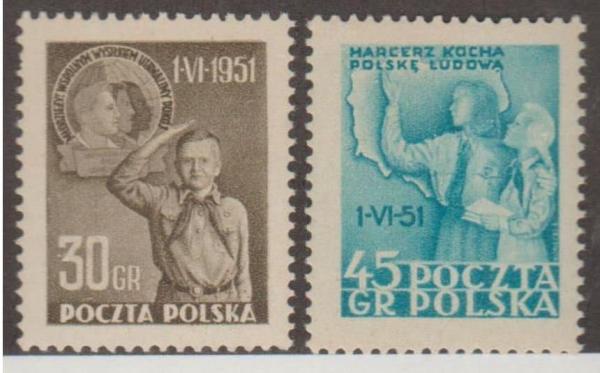 Europe | Scouting Set of Two Poland Postage Stamps Issued 1951 Europe Europe