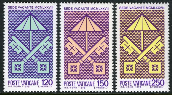 Europe | Sede Vacante Set of Three Vatican City Postage Stamps Issued 1978 Europe Europe