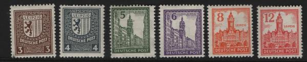 Europe | Set of Six Soviet Occupied West Saxony Germany Postage Stamps Issued 1946 Europe Europe