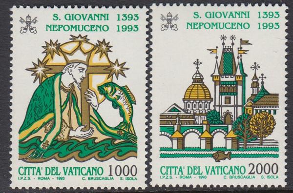 Europe | St John of Nepomuk Set of Two Vatican City Postage Stamps Issued 1993 Europe Europe