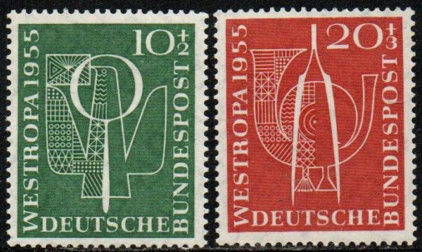 Europe | Stamp Exhibition Dusseldorf Set of Two Germany Postage Stamps Issued 1955 Europe Europe