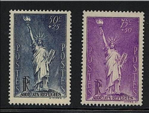 Europe | Statue of Liberty Set of Two France Postage Stamps Issued 1936-37 Europe Europe