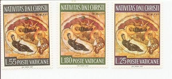 Europe | Vatican City 1967 Nativity Byzantine Carving Set of 3 Postage Stamps Mint Never Hinged Europe Europe