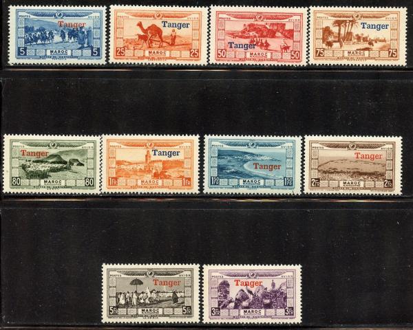 Middle East | French Morocco Set of Ten Air Mail Postage Stamps Tanger Overprint Issued 1929 Middle East Middle East