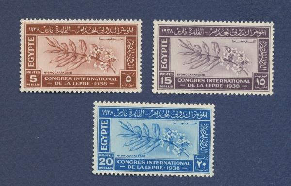 Middle East | Leprosy Congress Set of Three Egypt Postage Stamps Issued 1938 Middle East Middle East