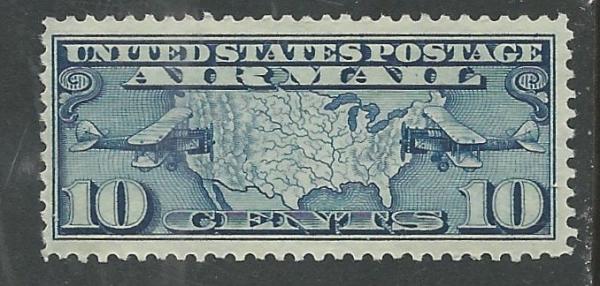 United States | 1926 U.S. Map and Mail Planes 10-Cent United States Air Mail Postage Stamp Dark blue Stamp Dark blue