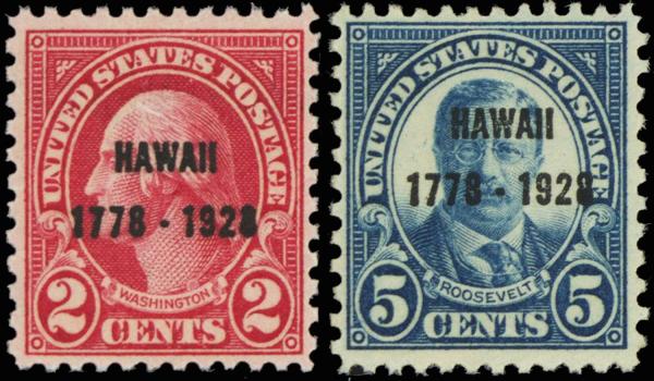 United States | 1928 Issue 2-Cent and 5-Cent Discovery of Hawaii United States Overprinted Postage Stamps Stamp United States