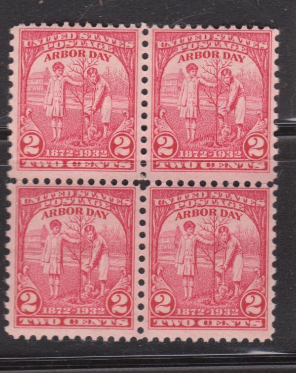 United States | 1932 Arbor Day Block of Four 2-Cent US Postage Stamps Mint Never Hinged Stamp United States