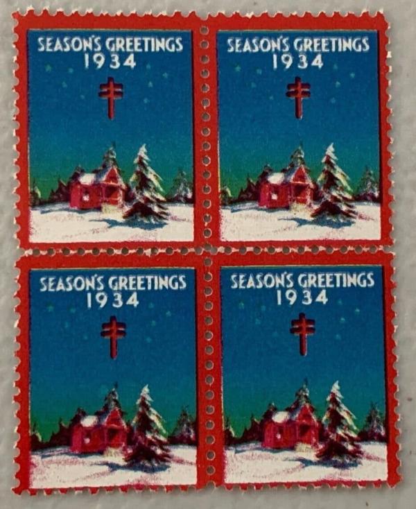 United States | 1934 Christmas Seals Block of Four Mint Never Hinged Stamp United States