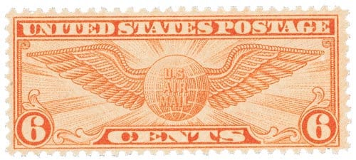 United States | 1934 Winged Globe 6-Cent United States Air Mail Postage Stamp dull orange Stamp dull orange