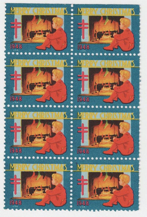 United States | 1948 Christmas Seals Block of Eight Mint Never Hinged Stamp United States