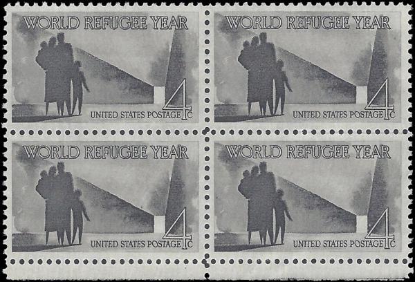 United States | 1960 4c World Refugee Year Block of 4 US Postage Stamps Mint Never Hinged Stamp United States