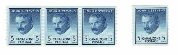 United States | 1962 John F Stevens Group of 4 Canal Zone Postage Stamps Mint Never Hinged Deep blue Stamp Deep blue