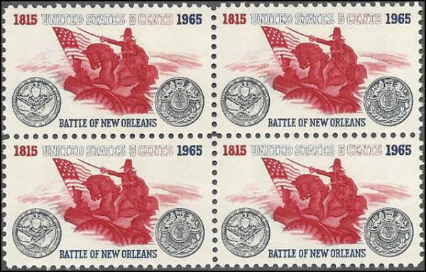 United States | 1965 Battle of New Orleans Block of Four US 5-Cent Postage Stamps Mint Never Hinged Stamp United States