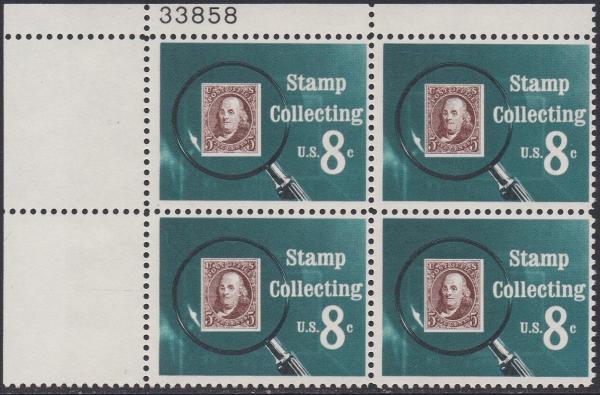 United States | 1972 Stamp Collecting Plate Block of Four 8-Cent United States Postage Stamps Stamp United States