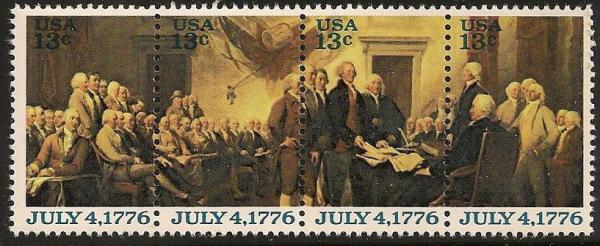 United States | 1976 Declaration of Independence Strip of Four 13-Cent United States Postage Stamps Stamp United States