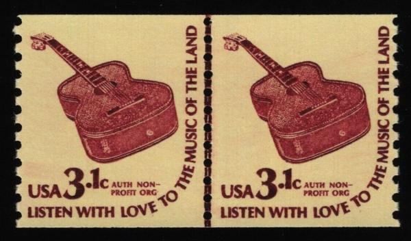 United States | 1979 Guitar Coil Line Pair of Two 3.1-Cent United States Postage Stamps Stamp United States