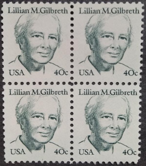 United States | 1984 Lillian M Gilbreth Block of Four US 40-Cent Postage Stamps Mint Never Hinged Dark green Stamp Dark green