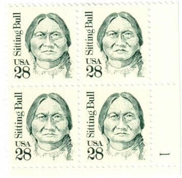 United States | 1989 Sitting Bull Plate Block of Four 28-Cent United States Postage Stamps Stamp United States