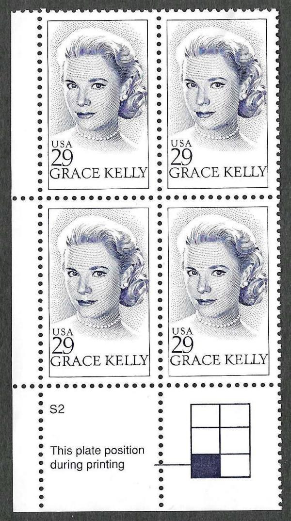 United States | 1993 Grace Kelly Plate Block of Four US 29-Cent Postage Stamps Mint Never Hinged Stamp United States