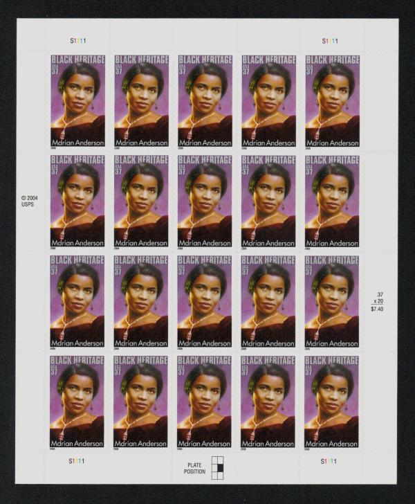 United States | 2005 Black Heritage Marian Anderson Sheet of Twenty 37-Cent US Postage Stamps Mint Never Hinged Stamp United States