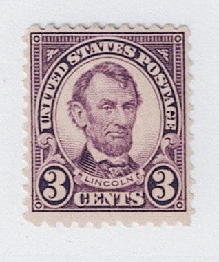 United States | Abraham Lincoln 3 Cent United States Postage Stamp Issued 1923 Violet Stamp United States