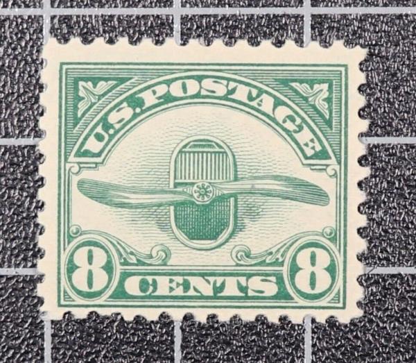 United States | Airplane Radiator and Propeller 8-Cent United States Air Mail Postage Stamp Issued 1923 Stamp United States