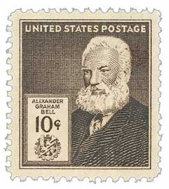 United States | Alexander Graham Bell 10-Cent United States Postage Stamp Issued 1940 Dark brown Stamp Dark brown