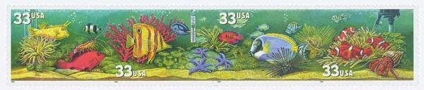 United States | Aquarium Fish Strip of Four 33-Cent United States Postage Stamps Stamp United States