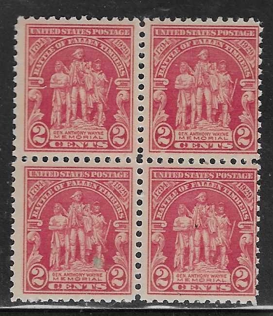 United States | Battle of Fallen Timbers Block of Four 2-Cent United States Postage Stamps Issued 1929 Stamp United States