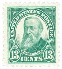 United States | Benjamin Harrison 13 Cent United States Postage Stamp Issued 1926 Green Stamp Green