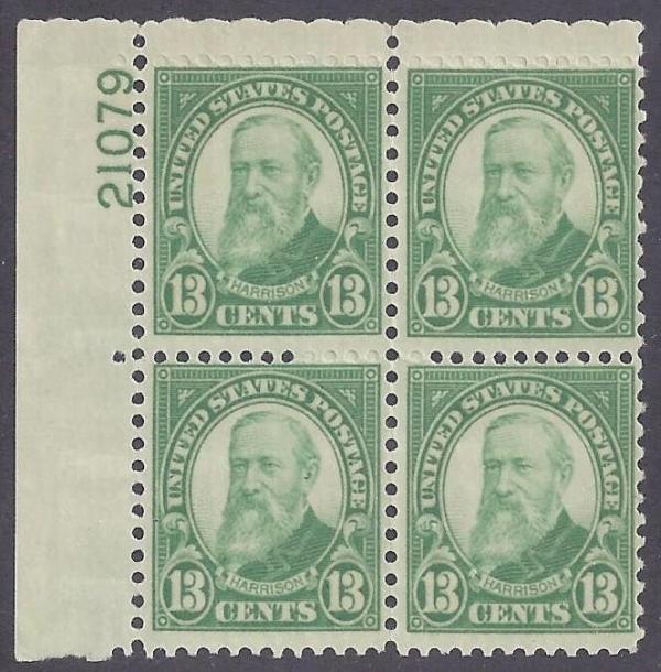 United States | Benjamin Harrison Plate Block of Four 13-Cent United States Postage Stamps Issued 1931 Stamp United States