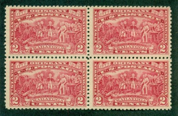 United States | Burgoyne Campaign Block of Four 2-Cent United States Postage Stamps Issued 1927 Carmine rose Stamp Carmine rose