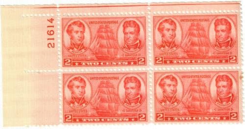 United States | Decatur and MacDonough Plate Block of Four 2-Cent United States Postage Stamps Issued 1937 Stamp United States