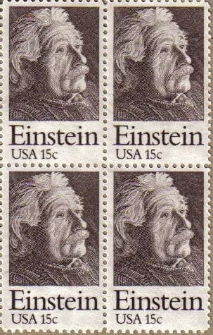 United States | Einstein Block of Four 15-Cent United States Postage Stamps Issued 1979 Chocolate Stamp Chocolate