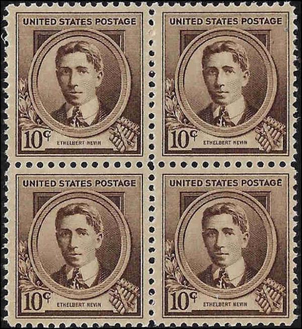 United States | Ethelbert Nevin Composer Block of Four 10-Cent United States Postage Stamps Issued 1940 Stamp United States