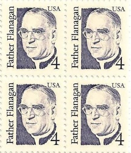 United States | Father Flanagan Block of Four 4-Cent United States Postage Stamps Blue violet Stamp Blue violet