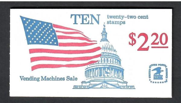 United States | Flag Over Capitol Booklet of Ten 22-Cent United States Postage Stamps Issued 1985 Stamp United States