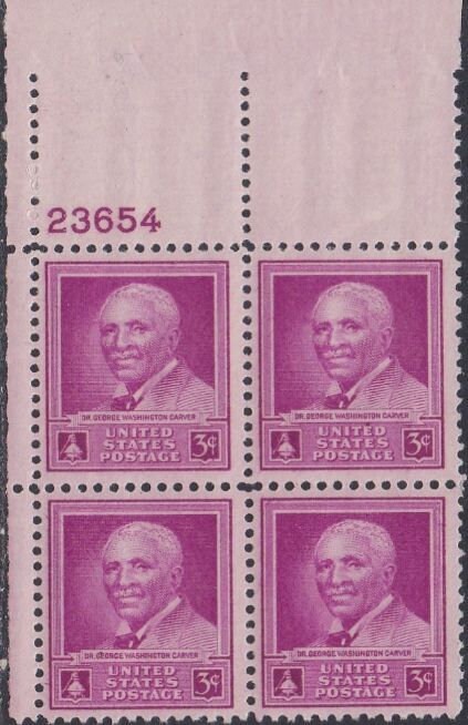 United States | George Washington Carver Plate Block of Four 3-Cent United States Postage Stamps Issued 1948 Stamp United States