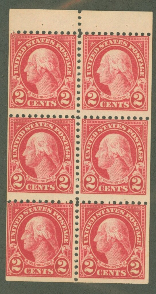 United States | George Washington Pane of Six 2-Cent United States Postage Stamps Issued 1923 Carmine Stamp Carmine