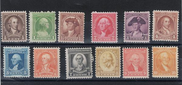 United States | George Washington Set of Twelve United States Postage Stamps Issued 1932 Stamp United States