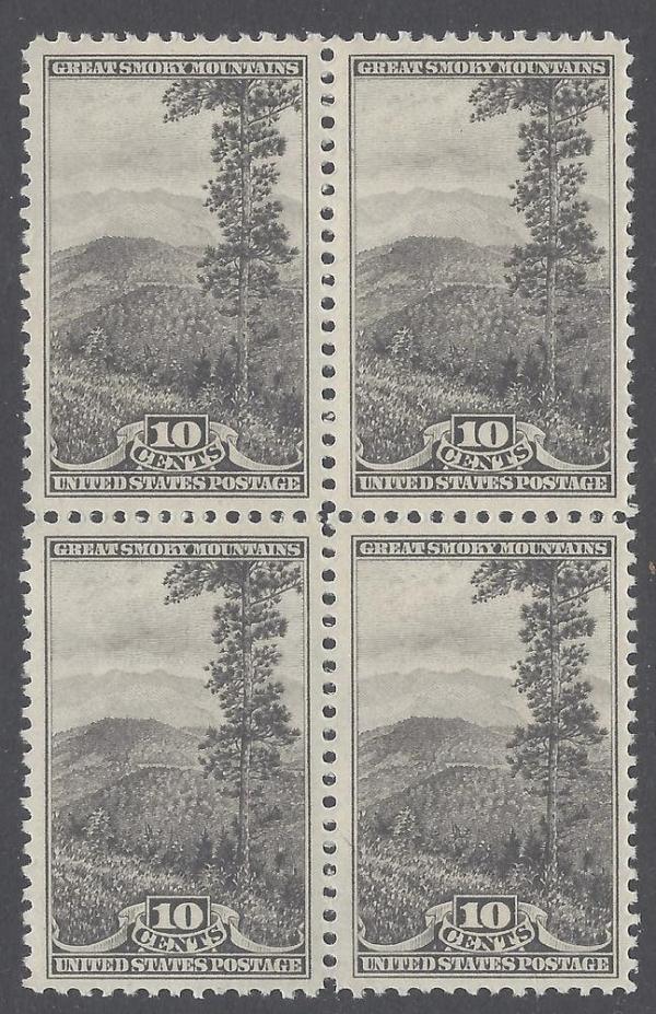 United States | Great Smoky Mountains Block of Four 10-Cent United States Postage Stamps Issued 1934 Stamp United States