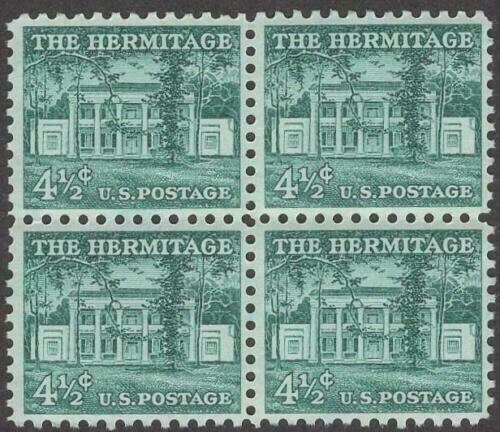 United States | Hermitage Block of Four 4-1/2 Cent United States Postage Stamps Blue green Stamp Blue green