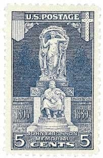 United States | John Ericsson Memorial 5-Cent United States Postage Stamp Issued 1926 Gray Lilac Stamp Gray Lilac