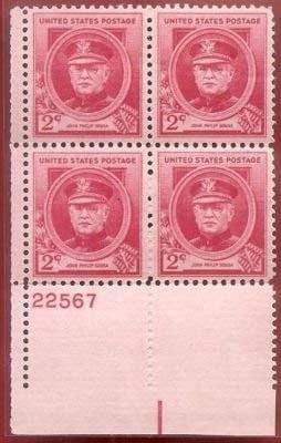 United States | John Philip Sousa Plate Block of Four 2-Cent United States Postage Stamps Issued 1940 Stamp United States