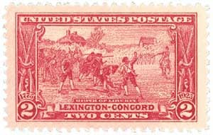 United States | Lexington Concord Issue 2 Cent United States Postage Stamp Issued 1925 Carmine Rose Stamp Carmine rose