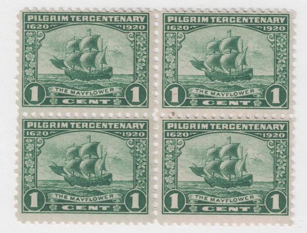 United States | Mayflower Block of Four 1-Cent United States Postage Stamps Stamp United States