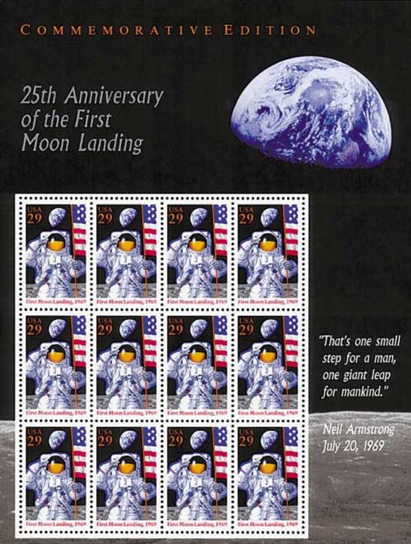 United States | Moon Landing Sheet of Twelve 29-Cent United States Postage Stamps Issued 1994 Stamp United States