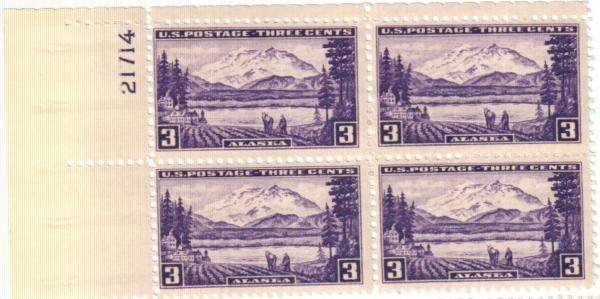 United States | Mount McKinley Plate Block of Four 3-Cent United States Postage Stamps Stamp United States